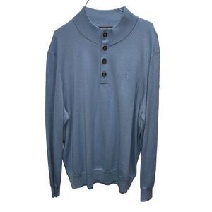 Polo Golf Ralph Lauren Men Blue Wool Sweater XLT Vntg Pony Long Sleeve Buttons